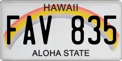 HI license plate FAV835
