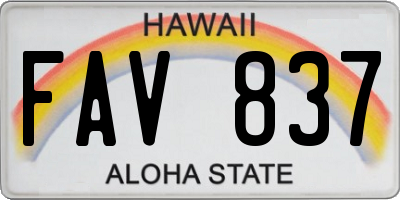 HI license plate FAV837