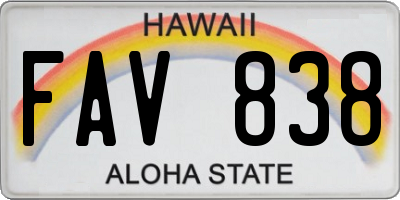 HI license plate FAV838