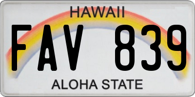 HI license plate FAV839