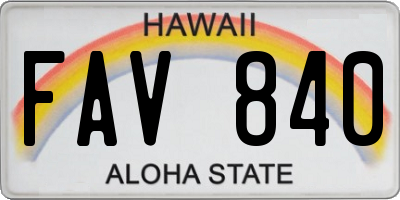 HI license plate FAV840