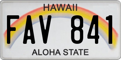 HI license plate FAV841