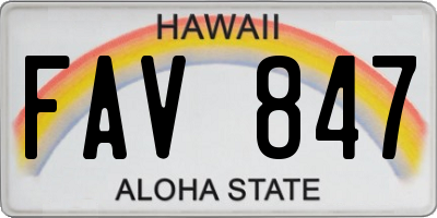 HI license plate FAV847