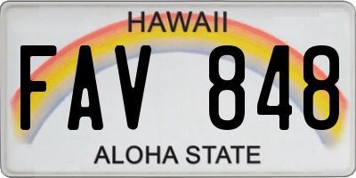 HI license plate FAV848