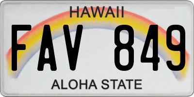 HI license plate FAV849