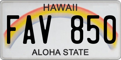 HI license plate FAV850