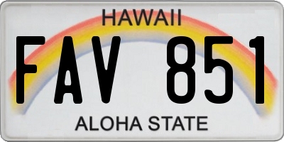 HI license plate FAV851