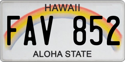 HI license plate FAV852