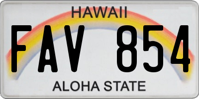 HI license plate FAV854