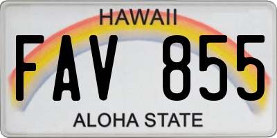 HI license plate FAV855