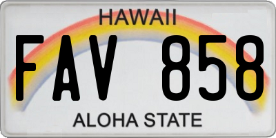 HI license plate FAV858