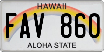 HI license plate FAV860