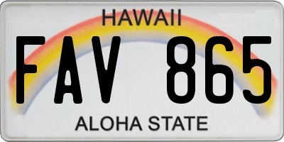 HI license plate FAV865
