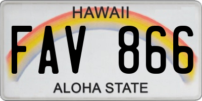 HI license plate FAV866