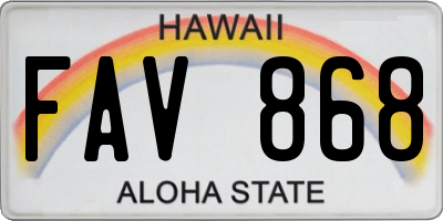 HI license plate FAV868