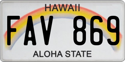 HI license plate FAV869