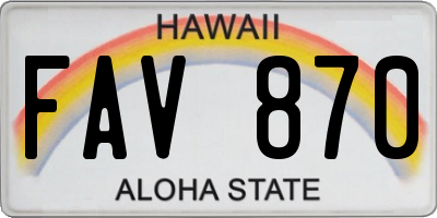 HI license plate FAV870