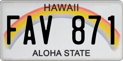 HI license plate FAV871