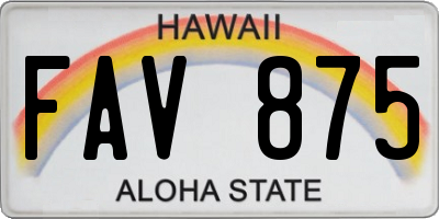 HI license plate FAV875