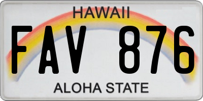 HI license plate FAV876