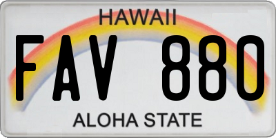 HI license plate FAV880