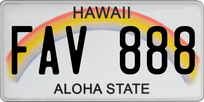 HI license plate FAV888