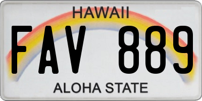 HI license plate FAV889