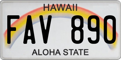 HI license plate FAV890
