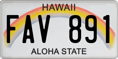 HI license plate FAV891