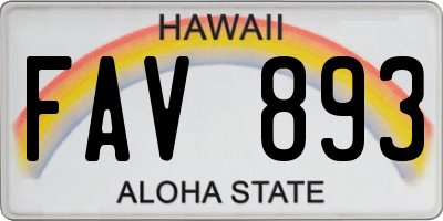 HI license plate FAV893