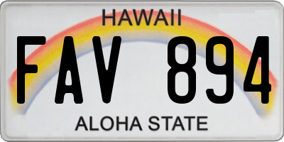 HI license plate FAV894