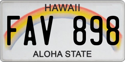HI license plate FAV898