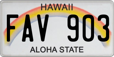 HI license plate FAV903