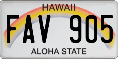 HI license plate FAV905