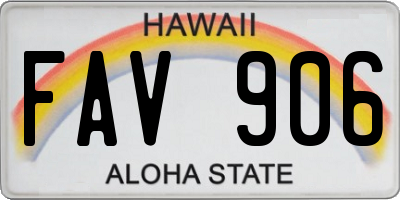 HI license plate FAV906