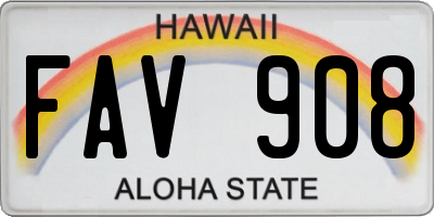 HI license plate FAV908