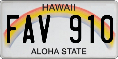 HI license plate FAV910