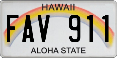 HI license plate FAV911