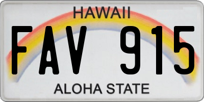 HI license plate FAV915
