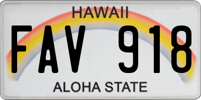 HI license plate FAV918