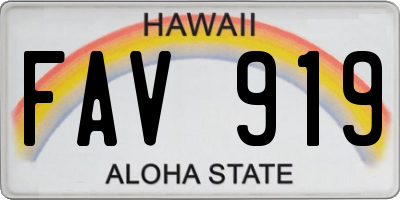 HI license plate FAV919