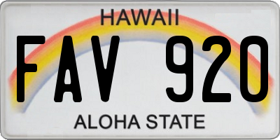 HI license plate FAV920