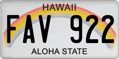 HI license plate FAV922