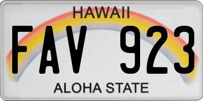 HI license plate FAV923