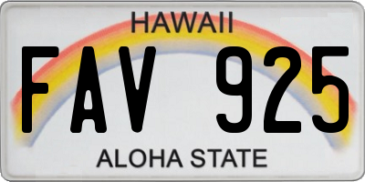 HI license plate FAV925