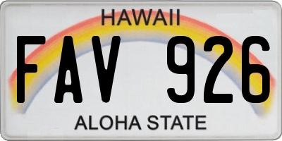 HI license plate FAV926