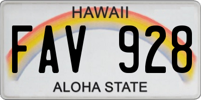 HI license plate FAV928