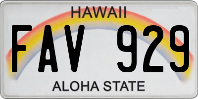 HI license plate FAV929