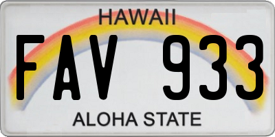 HI license plate FAV933