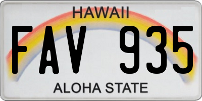 HI license plate FAV935